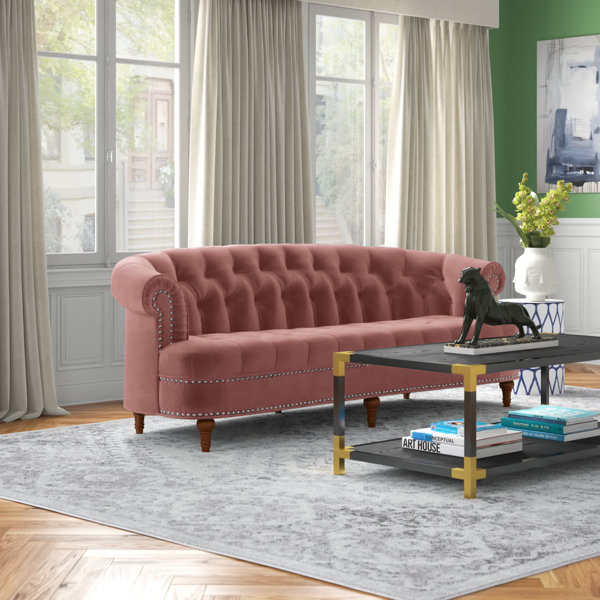Etta Avenue™ Corbyn 84'' Velvet Rolled Arm Chesterfield Sofa & Reviews